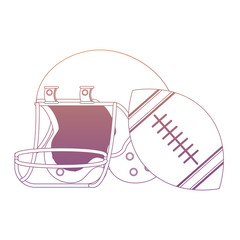 american football helmet and ball icon over white background, colorful design. vector illustration