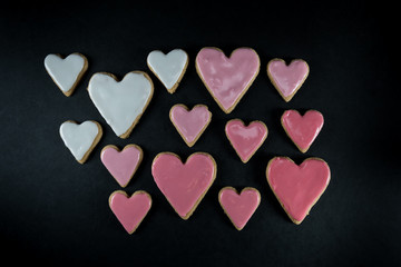 Variety of Frosted Heart Cookies