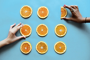 Healthy tasty sliced citrus fruits