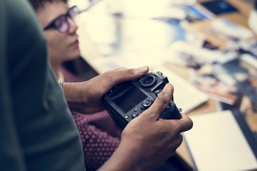 Businesswoman working with camera
