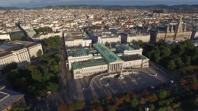 Aerial of famous buildings in Vienna