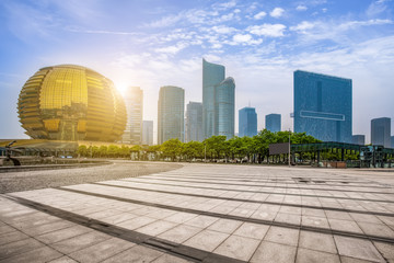 Fototapeta premium Contemporary Architecture Office Building Cityscape Personal Perspective Concept