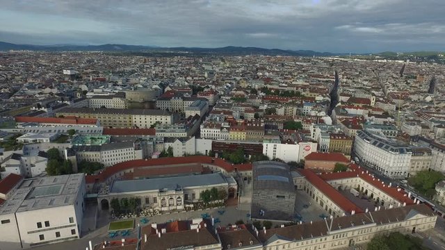 Aerial of MuseumsQuartier and its surroundings
