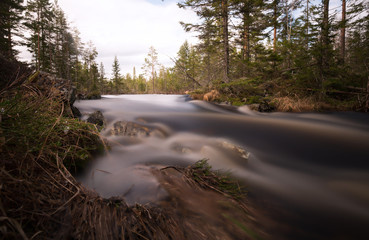 Spring flood in sweden photographed with long exposure
