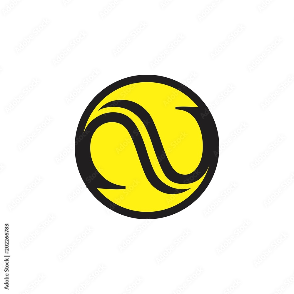 Wall mural black letter nu in a yellow circle logo vector