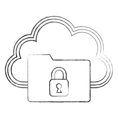 cloud storage folder files data padlock cyber security vector illustration