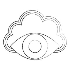 cloud storage cyber security surveillance eye network vector illustration