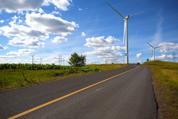 Fototapeta na wymiar Eco-environmentally power generation of power turbines of green energy