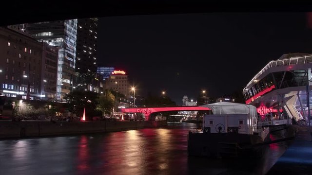 Night timelapse of Donaukanal