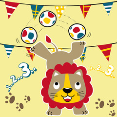 Lion circus player, vector cartoon illustration