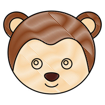 cute monkey face toy adorable vector illustration drawing