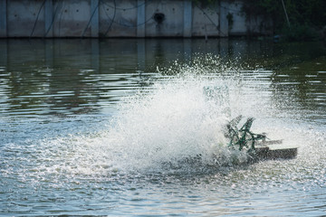 Water turbine in the pond.Thailand.