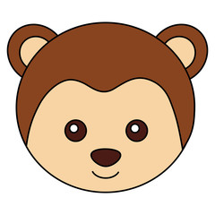 cute monkey head character icon vector illustration design