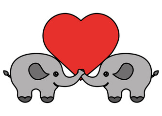 cute elephants couple characters vector illustration design