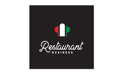 Italy Flag with Chef Hat for Italian Restaurant or Pizza Pizzeria logo design vector