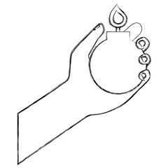 hand holding bomb explode image vector illustration sketch