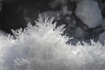 snowflake crystals close up