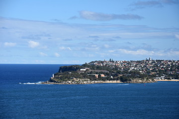 Fototapeta na wymiar South Head with Hornby Lighthouse view from Dobroyd Head lookout in Sydney Harbour.