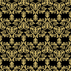 Orient vector classic black and golden pattern. Seamless abstract background with vintage elements. Orient background. Ornament for wallpaper and packaging