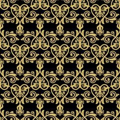 Orient vector classic black and golden pattern. Seamless abstract background with vintage elements. Orient background. Ornament for wallpaper and packaging