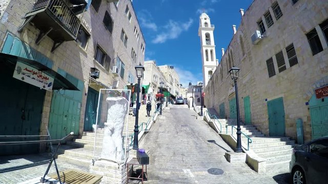 Traditional street alley in Bethlehem in Palestinian Territories from close to Nativity church