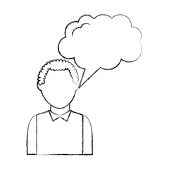 portrait man with speech bubble talk vector illustration sketch