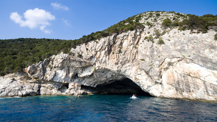 Fototapeta na wymiar Famous caves of Meganisi with turquoise clear waters, Lefkada, Ionian islands, Greece