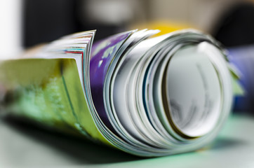 Newspapers folded and stacked