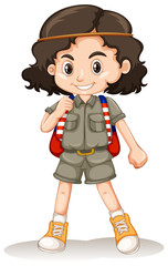 A Safari Girl on White Background