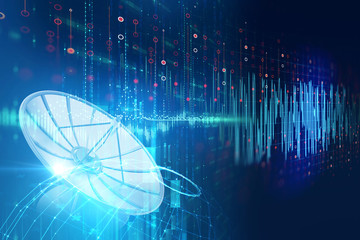 3d illustration of Satellite dish  on abstract technology background