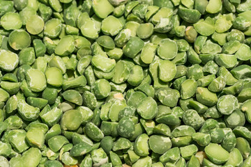 Beans of green peas. Preparation of healthy food from organic products