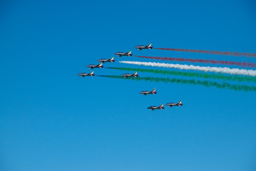Air show of italian Acrobatic Air Patrol Frecce Tricolori