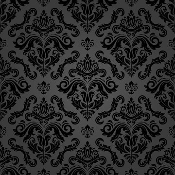 Classic seamless vector pattern. Damask orient ornament. Classic vintage dark background. Orient ornament for fabric, wallpaper and packaging