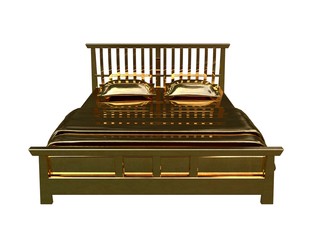 Fototapeta na wymiar 3d rendering of a golden bed isolated on a white background