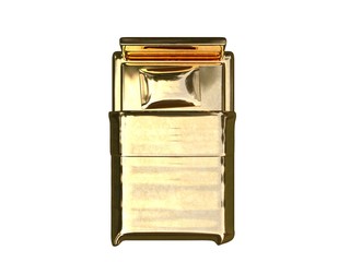 3d rendering of a golden bed isolated on a white background