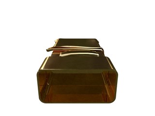 3d rendering of a golden bed isolated on a white background