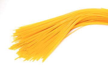 Spaghetti or capellini pasta isolated on white background