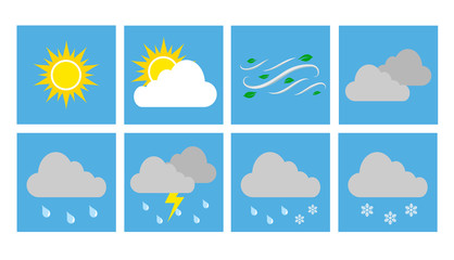Obraz premium Weather vector icons flat design, stock illustration