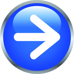 Blue Colorful Shiny round button with Right arrow mark