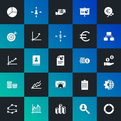 Modern Simple Set of business, money, charts Vector fill Icons. Contains such Icons as  computer, employment,  double,  diagram and more on dark and gradient background. Fully Editable. Pixel Perfect.