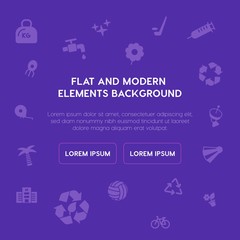 Fototapeta na wymiar health, science, sports, nature fill vector icons and elements background concept on purple background.Multipurpose use on websites, presentations, brochures and more