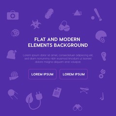 health, science, sports, nature fill vector icons and elements background concept on purple background.Multipurpose use on websites, presentations, brochures and more