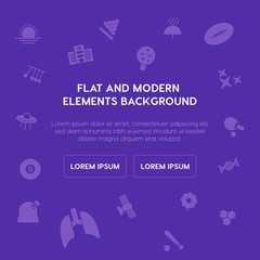 health, science, sports, nature fill vector icons and elements background concept on purple background.Multipurpose use on websites, presentations, brochures and more
