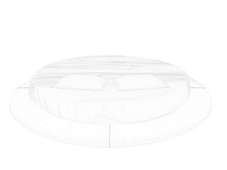 3d rendering of a lined bed on a white background