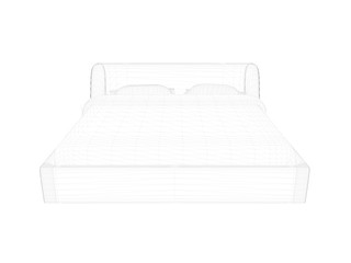 3d rendering of a lined bed on a white background