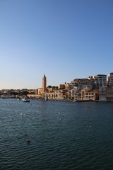 Fototapeta na wymiar Dusk in Marsaskala at the Mediterranean Sea, Malta 