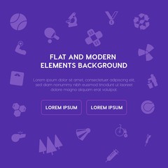 health, science, sports, nature fill vector icons and elements background concept on purple background.Multipurpose use on websites, presentations, brochures and more