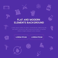 health, science, sports, nature fill vector icons and elements background concept on purple background.Multipurpose use on websites, presentations, brochures and more