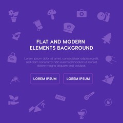 health, science, sports, nature fill vector icons and elements background concept on purple background.Multipurpose use on websites, presentations, brochures and more