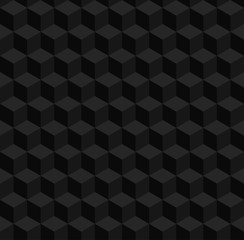 Seamless geometric 3d vector pattern. Black volume cubes